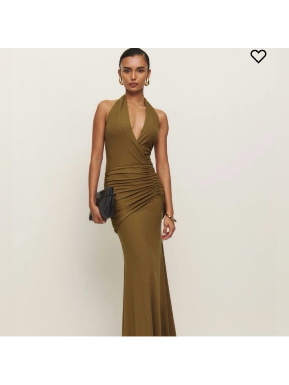 Reformation Olive Halter Ruched Maxi Dress